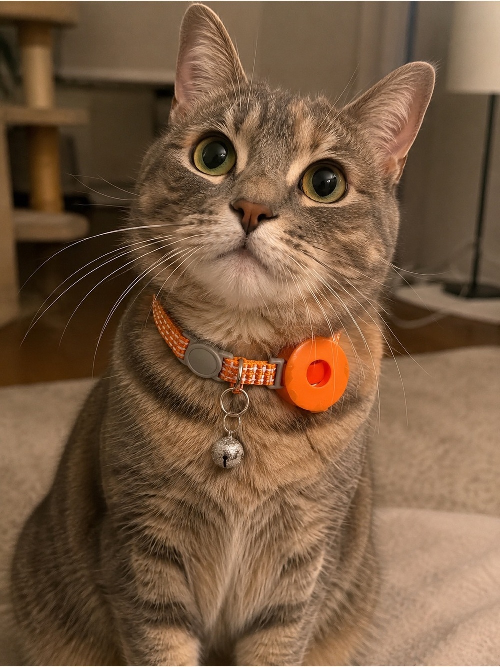 Orange Cat Collar with Orange air tag holder